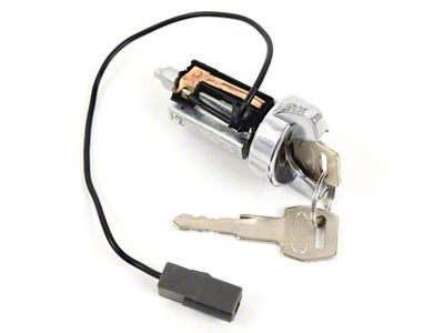 Ignition Lock Cylinder with Keys; Chrome (79-93 Mustang)