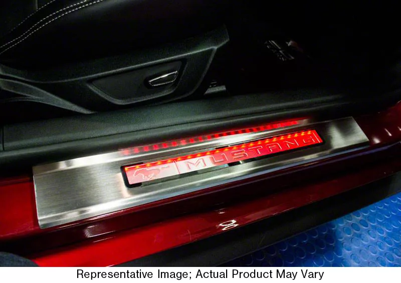 Mustang Illuminated Door Sill Plate Covers Blue 15 23 Mustang Free Shipping