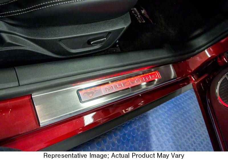 Mustang Illuminated Door Sill Plate Covers; Blue (1523 Mustang) Free Shipping