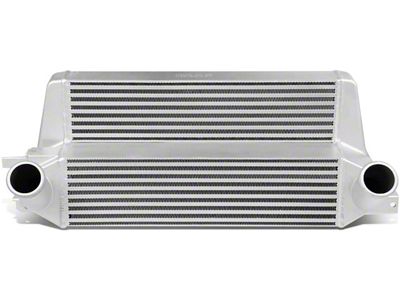 Stepped Bar and Plate Core Front Mount Intercooler; Silver (15-23 Mustang EcoBoost)