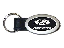 Powerstroke Oval Black Leather Key Fob