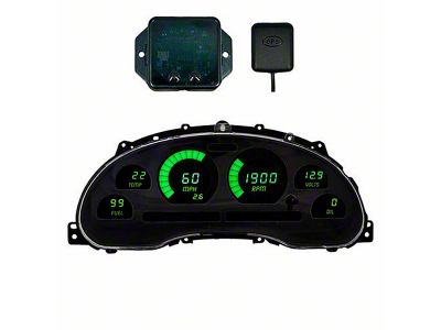 LED Digital Gauge Panel with GPS Sending Unit; Green (94-04 Mustang)
