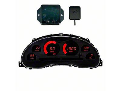LED Digital Gauge Panel with GPS Sending Unit; Red (94-04 Mustang)