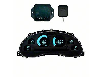 LED Digital Gauge Panel with GPS Sending Unit; Teal (94-04 Mustang)