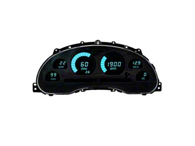 LED Digital Gauge Panel; Teal (94-04 Mustang)