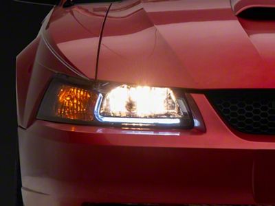 LED DRL Headlights; Chrome Housing; Smoked Lens (99-04 Mustang)