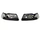 LED DRL Headlights with Clear Corners; Black Housing; Clear Lens (99-04 Mustang)