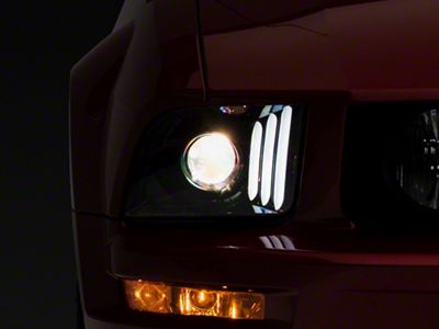 LED DRL Projector Headlights; Gloss Black Housing; Clear Lens (05-09 Mustang w/ Factory Halogen Headlights, Excluding GT500)