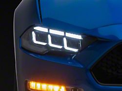 LED DRL Sequential Projector Headlights; Black Housing; Clear Lens (18-23 Mustang GT, EcoBoost)