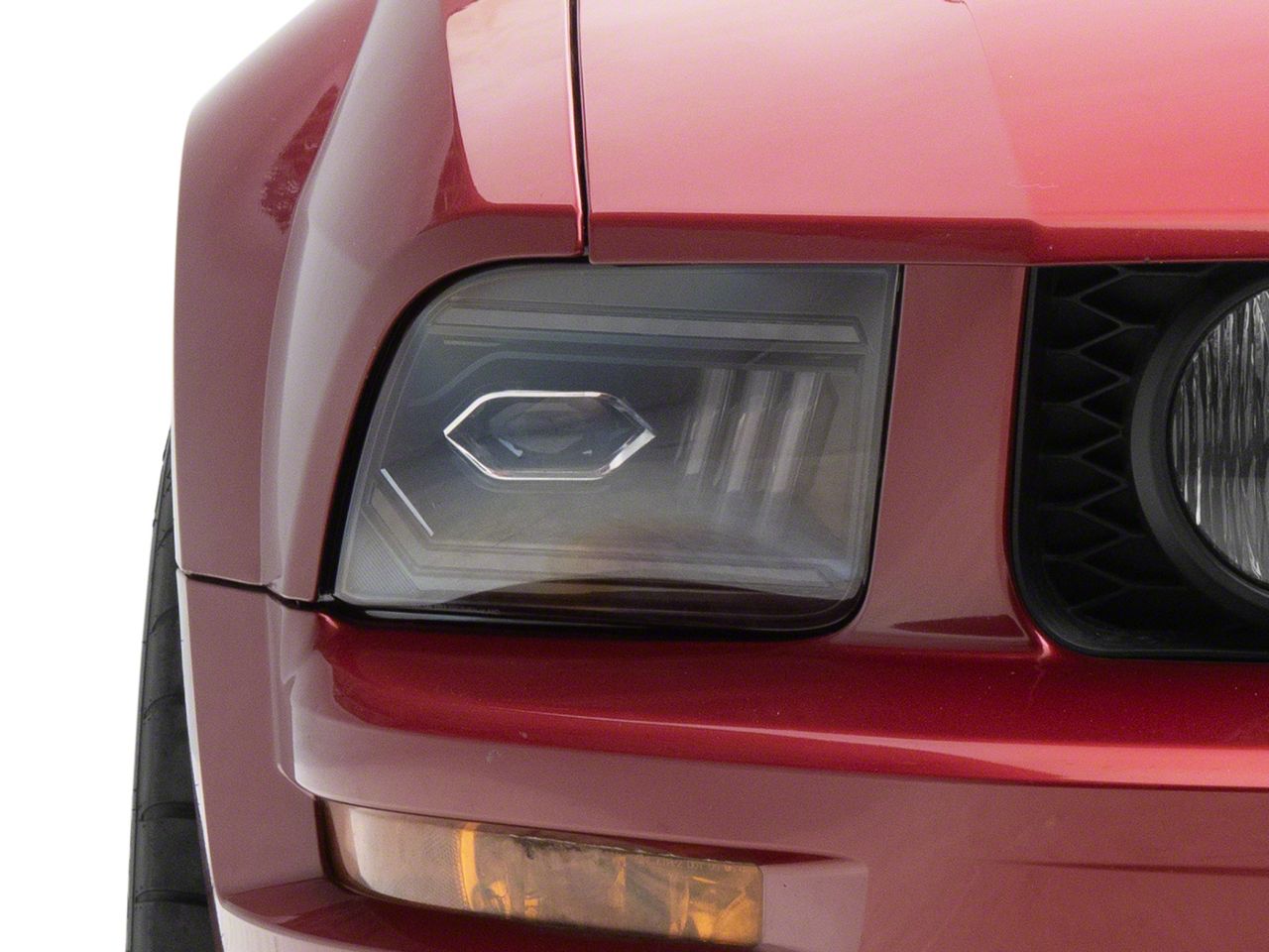 Autozensation Black LED Tube Projector Headlights For 2015-2022 Ford Mustang (Pair)