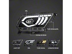 LED Dual Beam Projector Headlights; Black Housing; Clear Lens (10-12 Mustang w/ Factory Halogen Headlights)