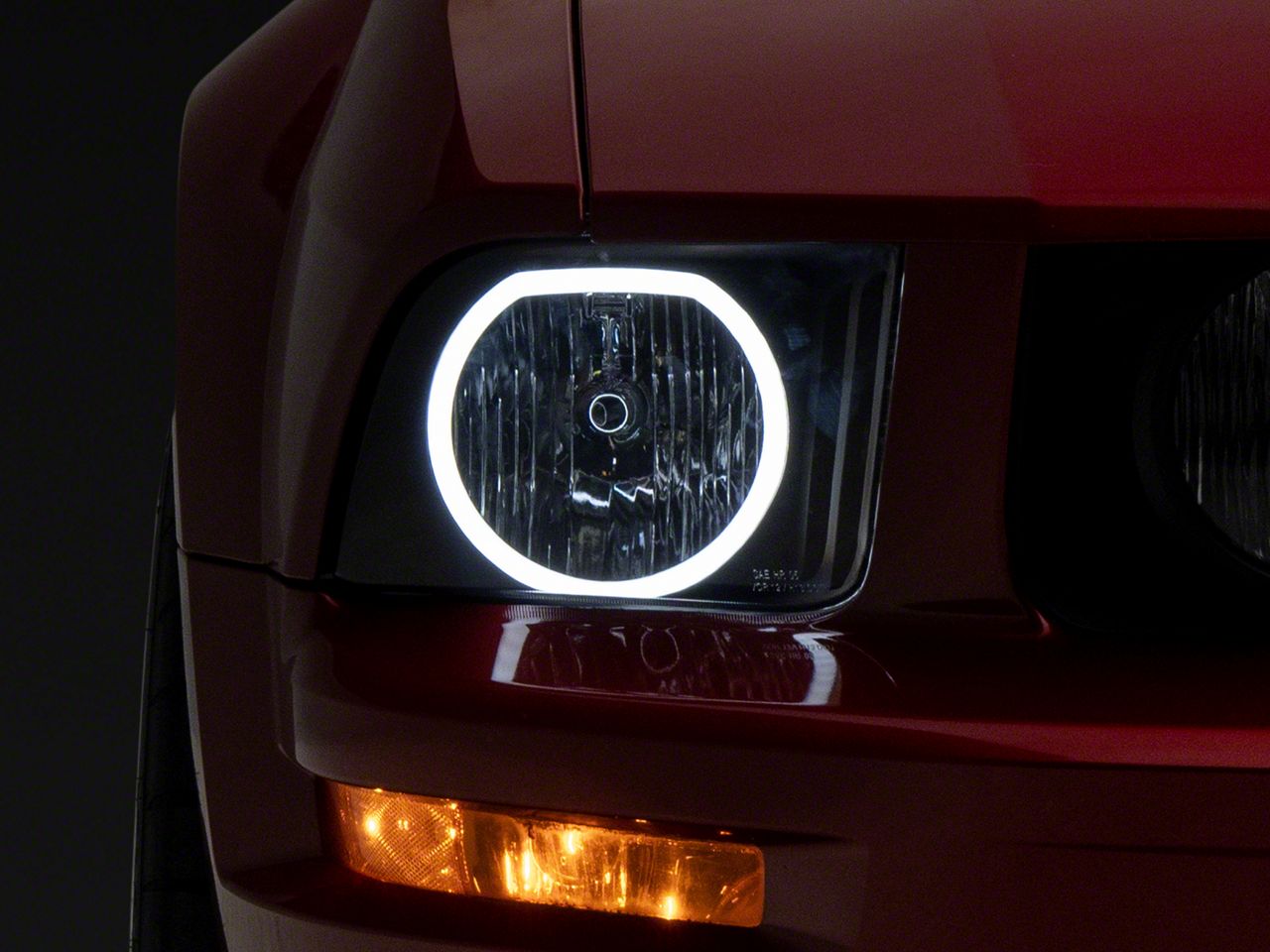 Mustang LED Halo Factory Style Headlights; Matte Black