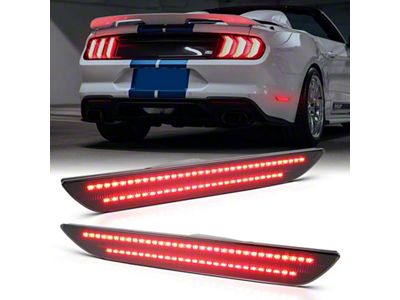 LED Rear Side Markers; Red; Smoked (15-23 Mustang)