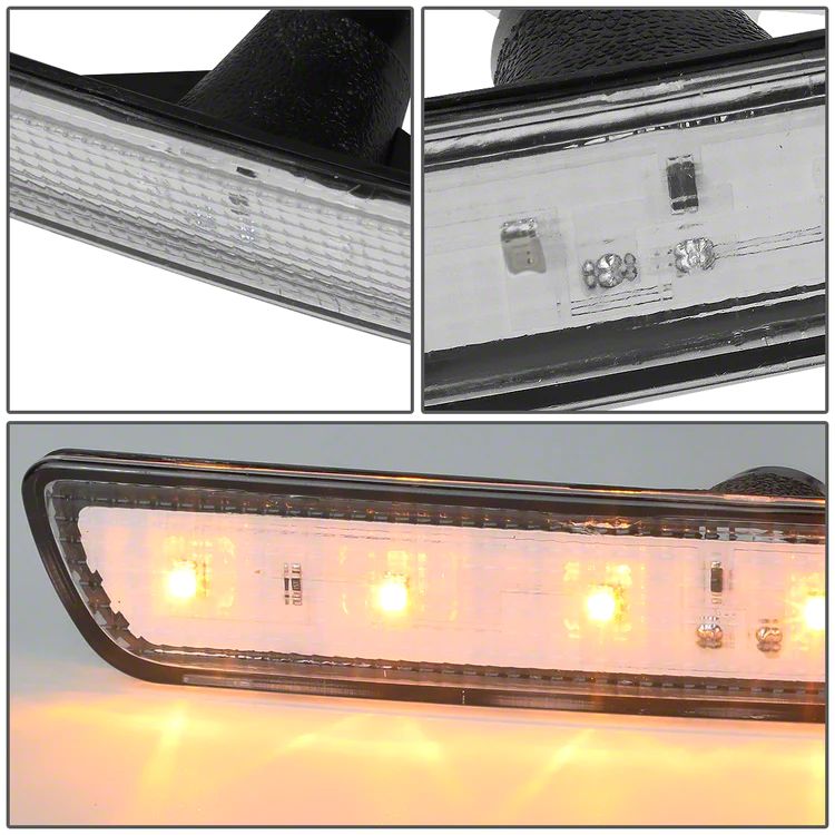 Smoke Lens Amber LED Side Marker Lights For Ford Mustang 2010-2014 – Front Bumper, Direct Fit