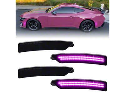 LED Side Markers; Pink; Smoked (24-26 Mustang)
