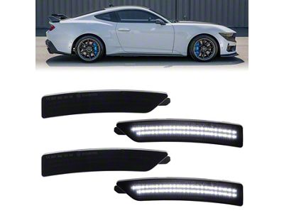 LED Side Markers; White; Smoked (24-26 Mustang)