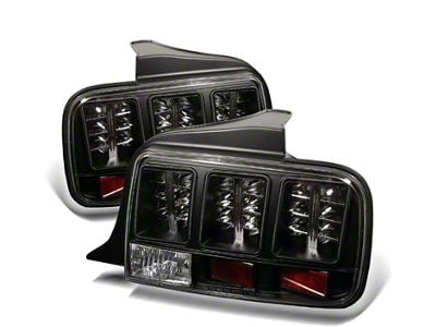 LED Tail Lights; Black Housing; Clear Lens (05-09 Mustang)