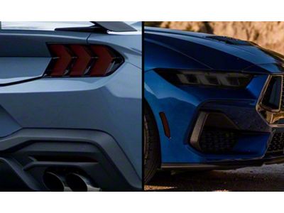 Front and Rear Lens Vinyl Tint Kit; Standard 20% with Light Tint Headlights (2024 Mustang)