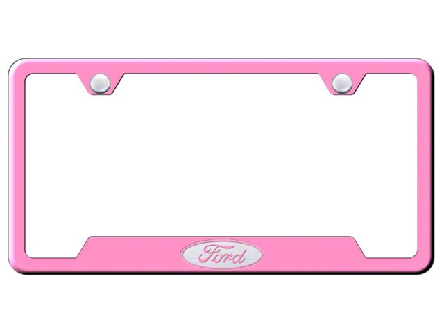 Ford Logo Only Laser Etched Cut-Out License Plate Frame; Pink (Universal; Some Adaptation May Be Required)