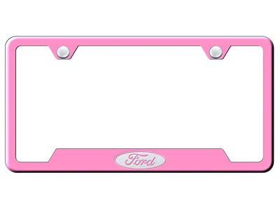 Ford Logo Only Laser Etched Cut-Out License Plate Frame; Pink (Universal; Some Adaptation May Be Required)