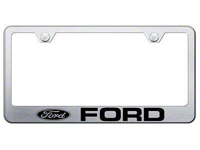 Ford Laser Etched License Plate Frame; Brushed (Universal; Some Adaptation May Be Required)