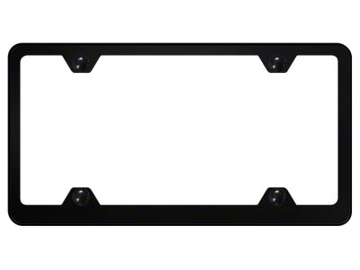 4-Hole Wide Body License Plate Frame; Black Powder-Coated Stainless (Universal; Some Adaptation May Be Required)