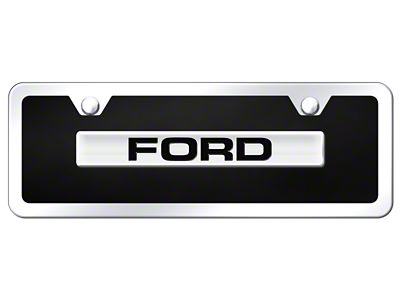 Ford Mini License Plate; Chrome on Black Acrylic (Universal; Some Adaptation May Be Required)