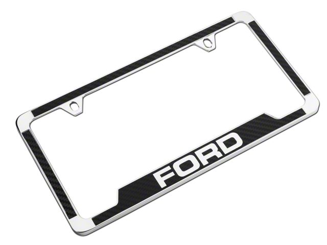 Ford License Plate Frame; Carbon Fiber Vinyl Insert (Universal; Some Adaptation May Be Required)