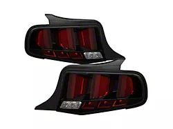 Light Bar Sequential Turn Signal LED Tail Lights; Black Housing; Red Lens (10-12 Mustang)