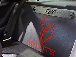 Lightweight Racer Rear Seat Delete Kit with Coyote Engraving and Carpet Facing Trunk Only; Gloss Red (15-23 Mustang Fastback)
