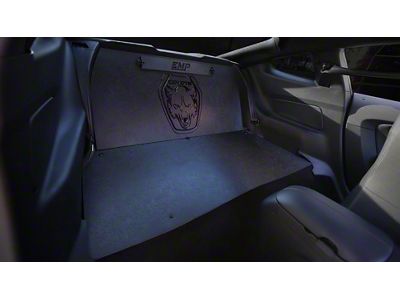 Lightweight Racer Rear Seat Delete Kit with Dark Coyote Engraving and Carpet Facing Trunk Only; Stealth Gloss Coated (24-26 Mustang Fastback)