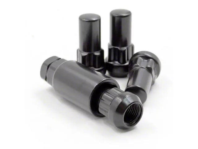 Locks with Key for Black XL Acorn Lug Nuts; 1/2-Inch x 20 (79-14 Mustang)