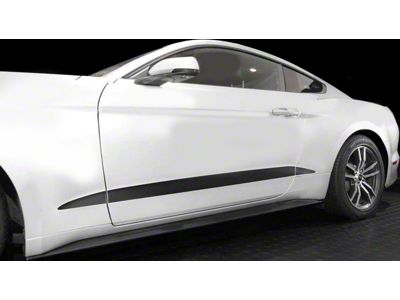 Lower Door Side Rocker Panel Stripes; Gloss Black (15-17 Mustang)