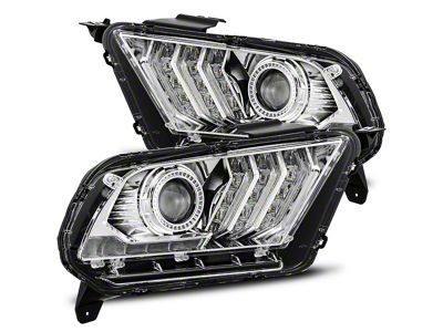 AlphaRex LUXX-Series LED Projector Headlights; Chrome Housing; Clear Lens (10-12 Mustang w/ Factory Halogen Headlights)