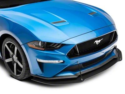 LV Style Front Chin Splitter; Gloss Carbon Fiber Vinyl (18-23 Mustang GT, EcoBoost)