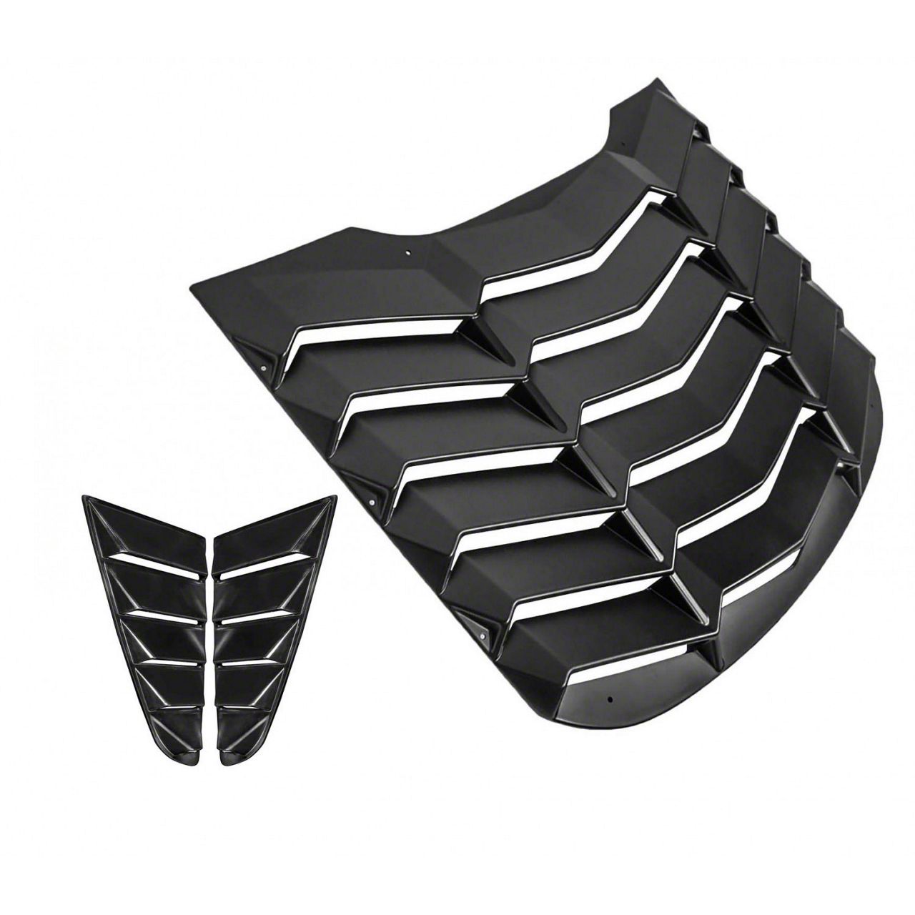 Mustang LV Style Rear and Quarter Window Louvers; Matte Black (1523