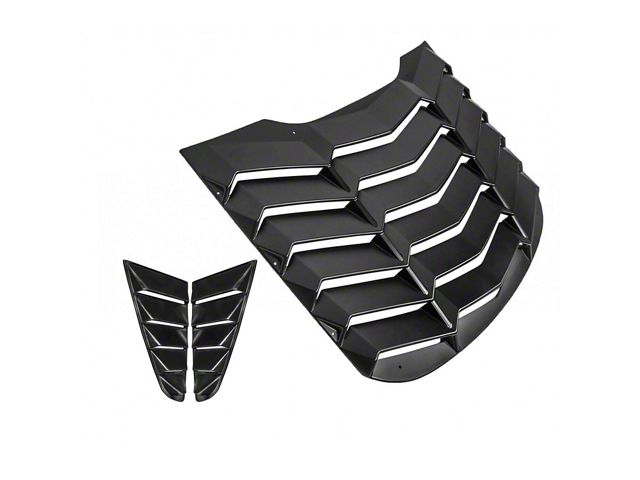 LV Style Rear and Quarter Window Louvers; Matte Black (15-23 Mustang Fastback)