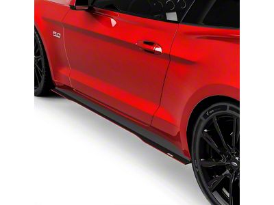 LV Style Side Skirt Splitters; Gloss Black Vinyl (18-23 Mustang GT, EcoBoost)