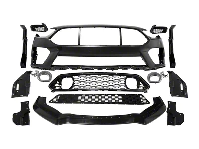 Mach 1 Style Conversion Front Bumper with LED Grille; Unpainted (18-23 Mustang GT, EcoBoost)
