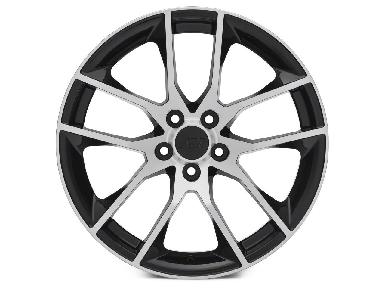 Mustang Magnetic Style Gloss Black Machined Wheel; Rear Only