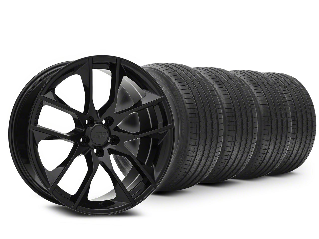 Cavallo Mustang CLV-44 Gloss Black and Machined Wheel; 20x8