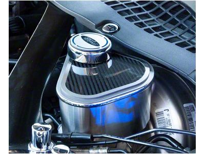 Master Cylinder Cover with Carbon Fiber Top Plate; Brushed (15-23 Mustang)