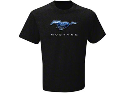 Men's Blue Fire Logo Mustang T-Shirt