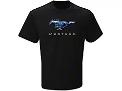 Men's Blue Fire Logo Mustang T-Shirt