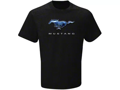 Men's Blue Fire Logo Mustang T-Shirt