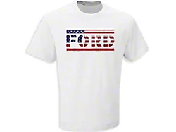 Men's White American Flag Ford T-Shirt; XL 