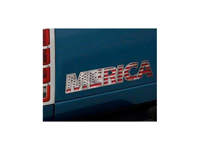 MERICA Stainless Emblem; Brushed (Universal; Some Adaptation May Be Required)