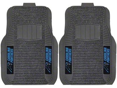 Molded Front Floor Mats with Carolina Panthers Logo (Universal; Some Adaptation May Be Required)