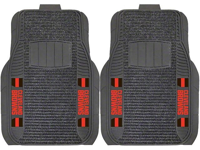 Molded Front Floor Mats with Cleveland Browns Logo (Universal; Some Adaptation May Be Required)