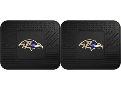 Molded Rear Floor Mats with Baltimore Ravens Logo (Universal; Some Adaptation May Be Required)